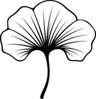 Simple line art illustration of a ginkgo leaf, perfect for nature, botanical, or design projects vector
