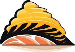 Sushi Roll Illustration with Salmon and Yellow Sauce vector