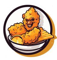 Smiling Fried Chicken Mascot in a Bowl vector