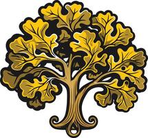 Golden Oak Tree with Flourished Base vector