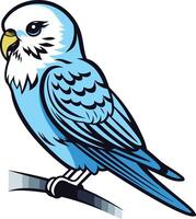 Blue Budgie Perched on a Branch vector