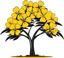 Stylized Yellow Flower Tree Illustration vector
