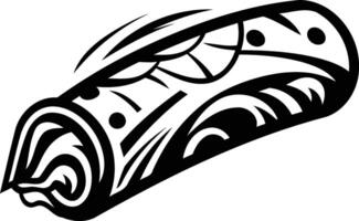 Black and white illustration of a stylized tattoo design, featuring an eye-like design wrapped in a swirling pattern vector