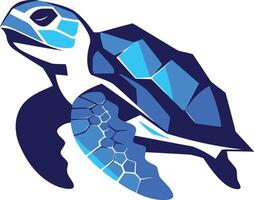 Blue Turtle, a Stylized Aquatic Emblem vector