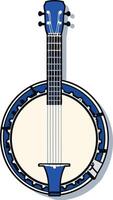 Blue Banjo with Black Strings and White Background vector