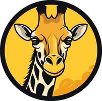 Giraffe Portrait in Circular Frame vector