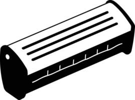 Black and white element illustration of a harmonica vector