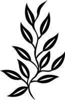 Simple, elegant black and white illustration of a stylized leaf branch, perfect for adding a touch of nature to your design projects vector