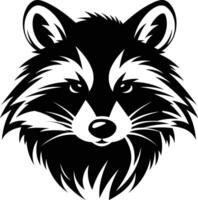 Black and white element illustration of a raccoon's face, perfect for creating logos, designs, and illustrations vector