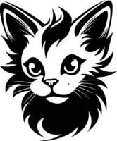 A simple, stylish black and white illustration of a cat's face, perfect for adding a touch of feline charm to your designs vector