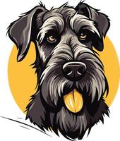 Portrait of a Schnauzer with a Yellow Background vector