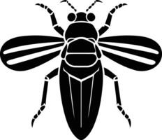 Black and white element illustration of a stylized insect with wings spread vector