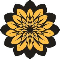 Abstract Yellow Flower on a Black Background vector