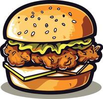 Appetizing Crispy Chicken Burger vector