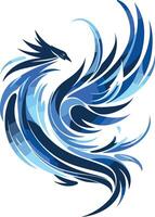 Abstract Blue Bird with Spreading Wings vector