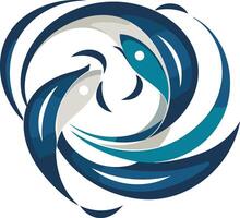 Abstract Two Fish Circular Design vector