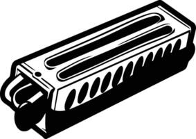 Black and white element illustration of a harmonica vector