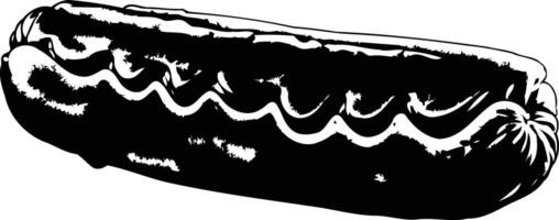 Black and white silhouette of a hot dog, perfect for a variety of graphic design and print projects vector