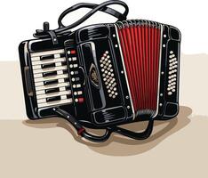 Black Accordion with Red Bellows vector