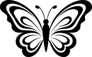 Simple black and white silhouette of a butterfly, perfect for design projects, website icons, and branding elements vector
