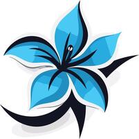 Blue Flower with Black Outline vector