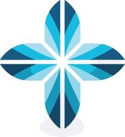 Abstract Blue Cross with Radial Pattern vector