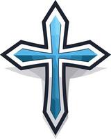 Blue Cross with White Outline and Shadow vector