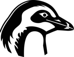 A bold, black and white silhouette of a penguin's head, ideal for designs that need a touch of nature and wildlife vector