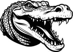 A menacing alligator head with a powerful jaw, sharp teeth, and a textured skin vector