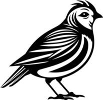 Black and white illustration of a bird with a detailed, stylized design vector
