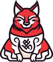 Red Fox in Sitting Position with White Symbol vector