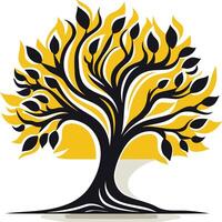 Stylized Tree with Yellow Background vector