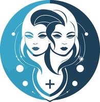 Gemini Zodiac Sign Symbol with a Cross vector