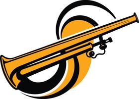 Abstract Illustration of a Trumpet with a Yellow and Black Swirl vector