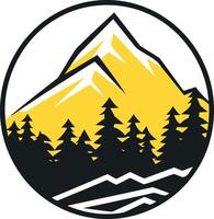 Mountain Silhouette in a Circular Frame vector