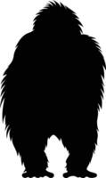 A simple, bold silhouette of a gorilla standing against a white background vector