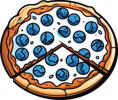 Blueberry Pizza with a Slice Missing vector