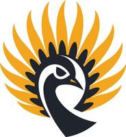 Abstract Peacock with Golden Feathers vector