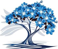 Blue Flower Tree in Abstract Style vector