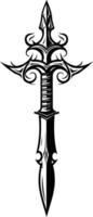 A bold and intricate sword design, perfect for tattoo inspiration or as a graphic element for fantasy or gaming projects vector