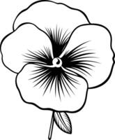 A simple and elegant line drawing of a pansy flower, perfect for crafting projects, branding, or tattoo design vector