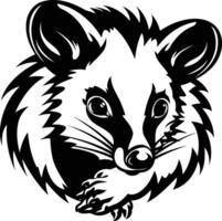 A bold black and white illustration of a possum's face, perfect for creating unique and eye catching designs vector