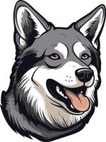 Husky Dog Portrait with Open Mouth and Tongue vector
