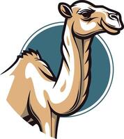 Camel Portrait Illustration with Circle Background vector