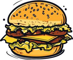 Cartoon Illustration of a Delicious Double Cheeseburger vector
