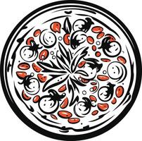 Pizza with Basil and Tomatoes vector