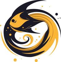 Abstract Fish Illustration with Swirling Pattern vector
