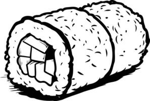 A simple, line art illustration of a sushi roll, perfect for menus, food blogs, and educational materials vector