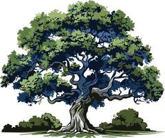 A Large Tree Standing Alone Against a White Background vector