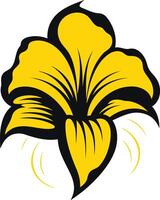 Stylized Yellow Flower with Black Outline vector